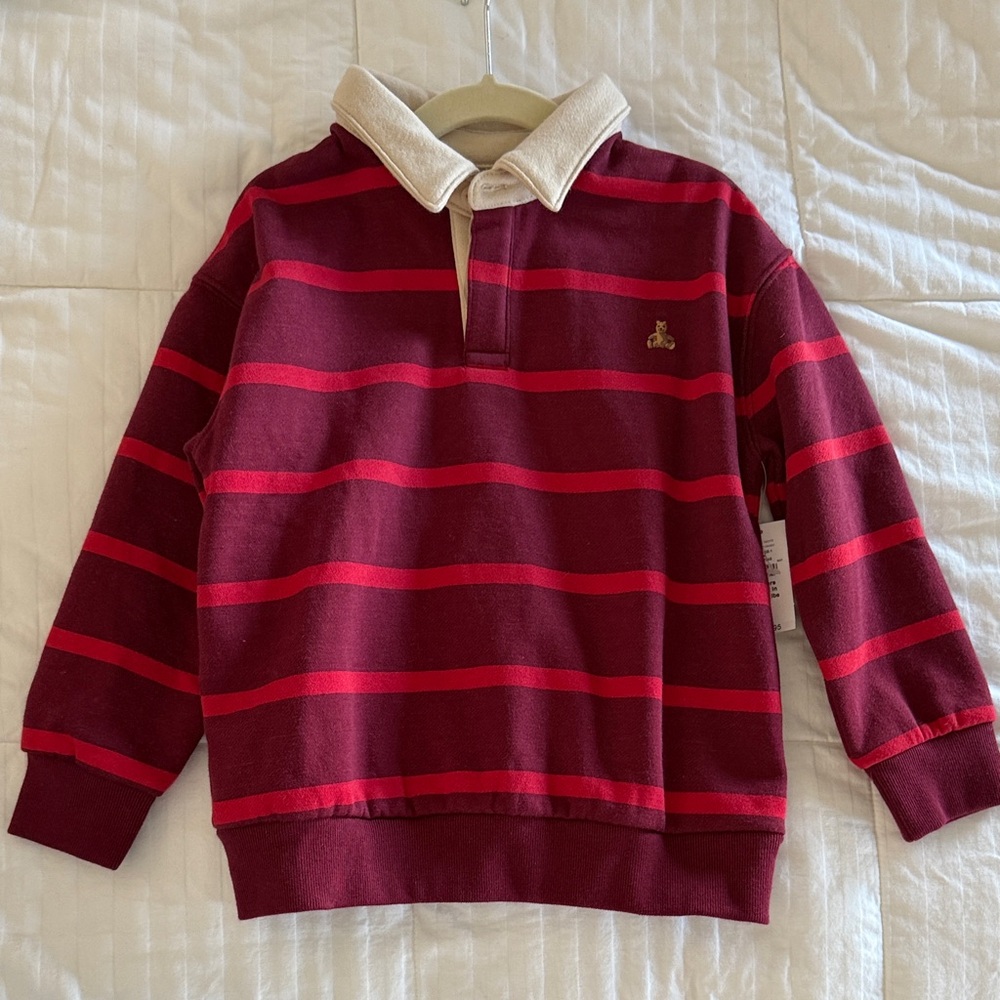 GAP Kids Polo Sweatshirt in Maroon and Red Stripes